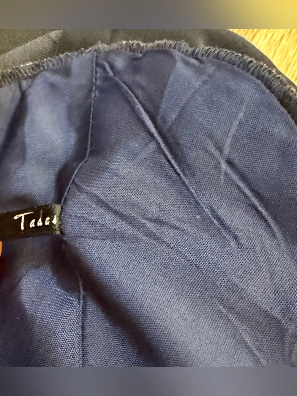 Vintage Tadashi Shoji fitted jumpsuit in deep navy blue, sz-M embodying iconic
